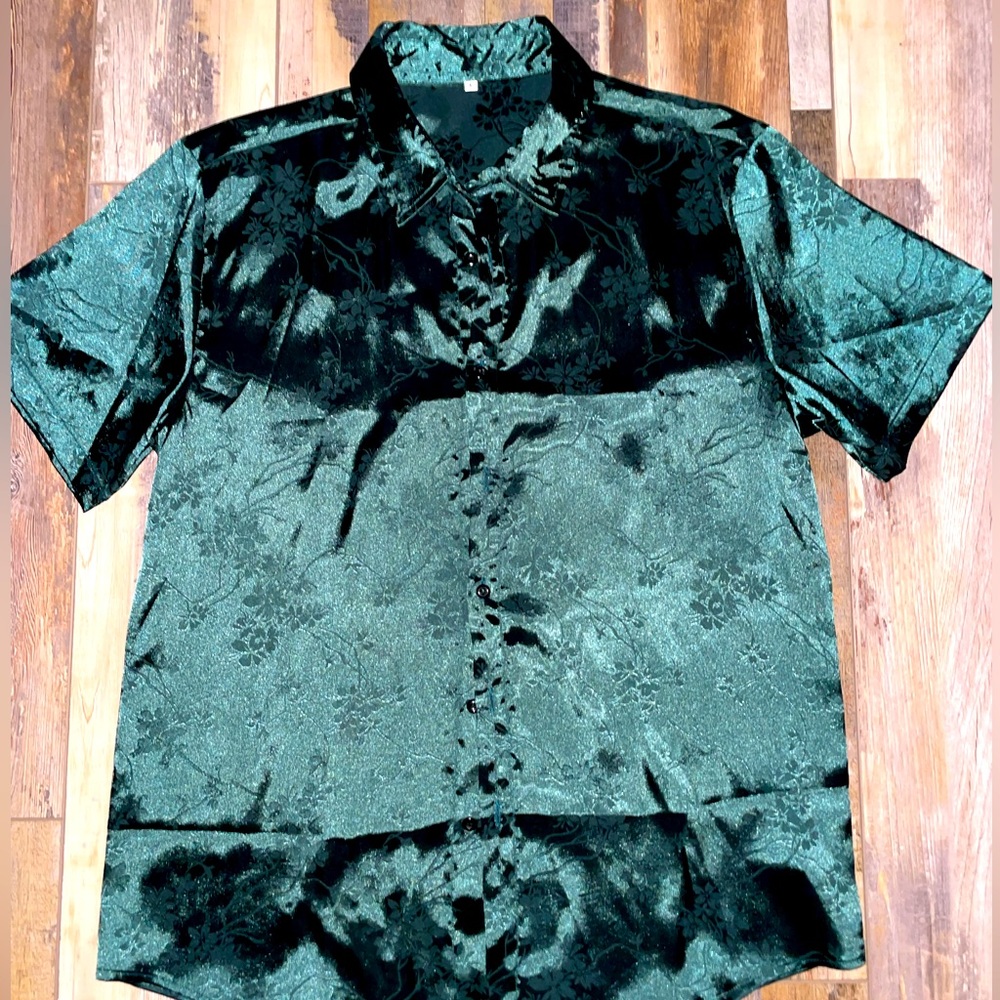 Shein silk button up